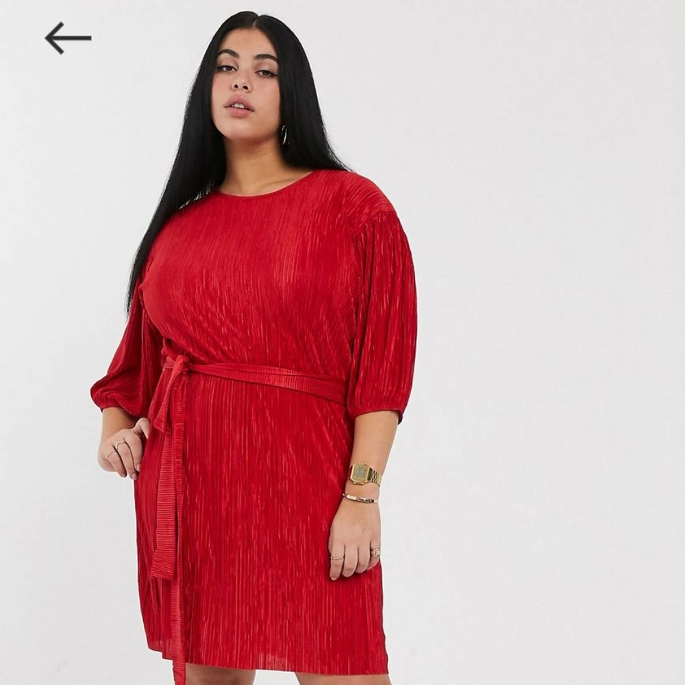 RED PLISSE MINI DRESS